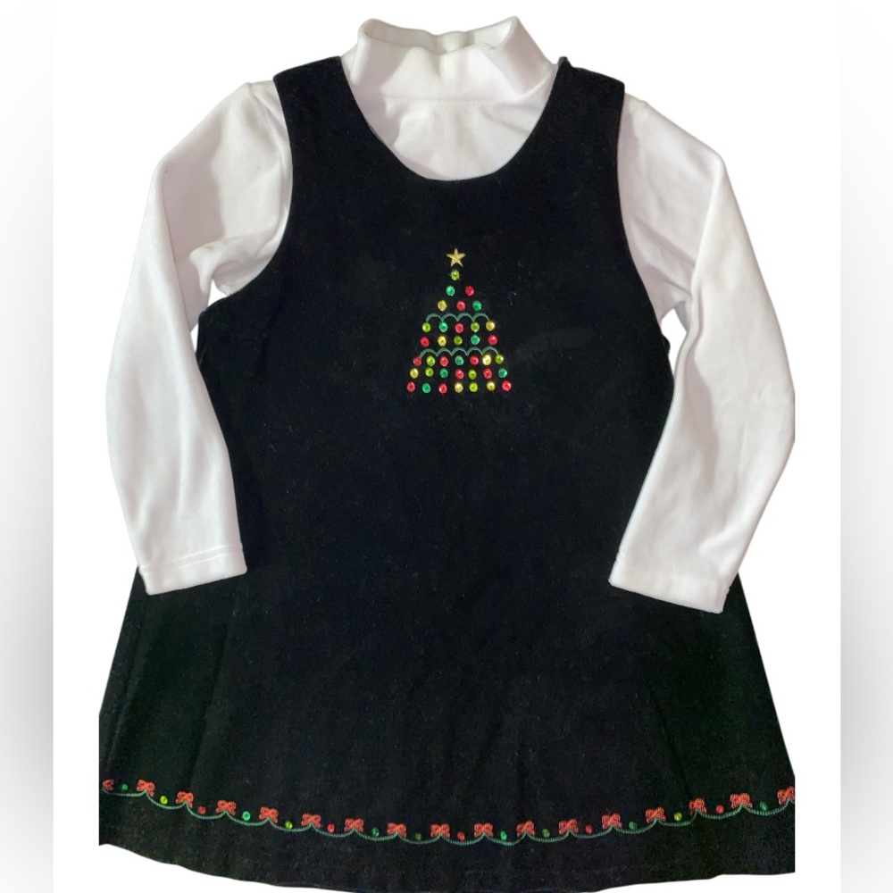 Sophie Rose • Black Velvet • Christmas Tree Dress• 2 Piece Set